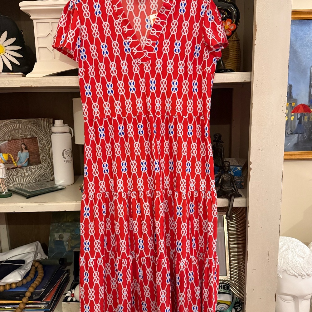Jude Connally Libby dress Sailors Knot Red Medium M - Picture 5 of 7